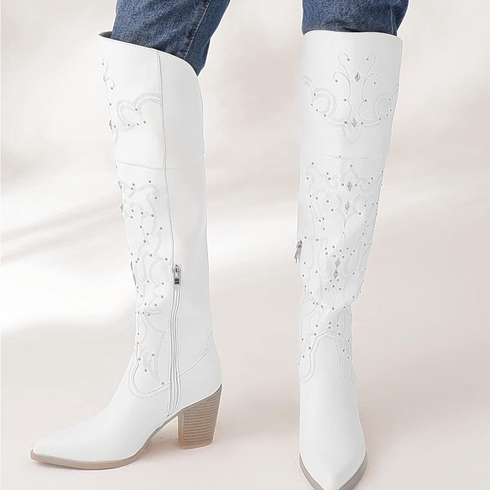 Over the knee jilted cowboy boots